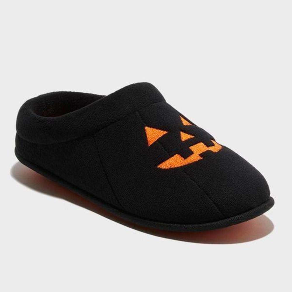 Unisex Jack-O-Lantern Slippers by Dluxe Dearfoams Black Size M New With Tags